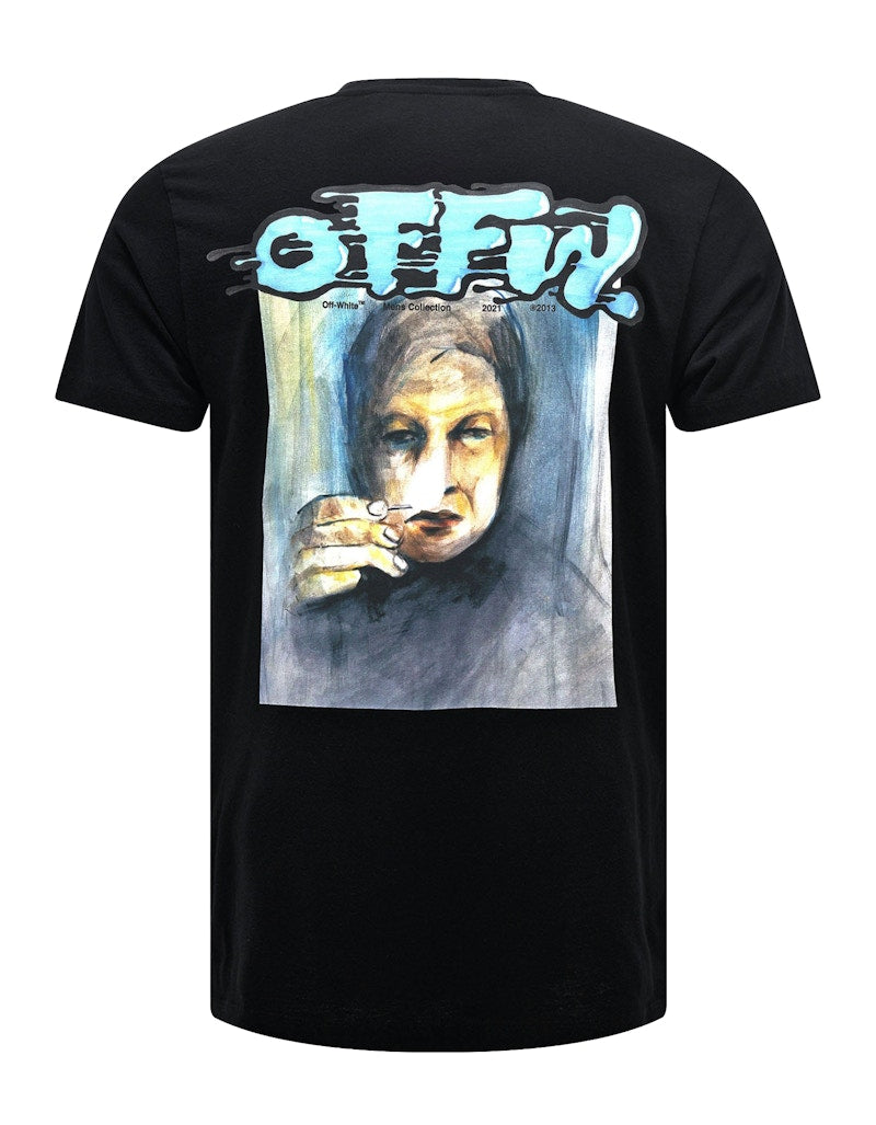 OFF-WHITE Paint Print T-shirt Black/Blue