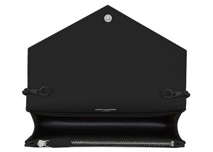 Saint Laurent Envelope Chain Wallet Grain De Poudre Black