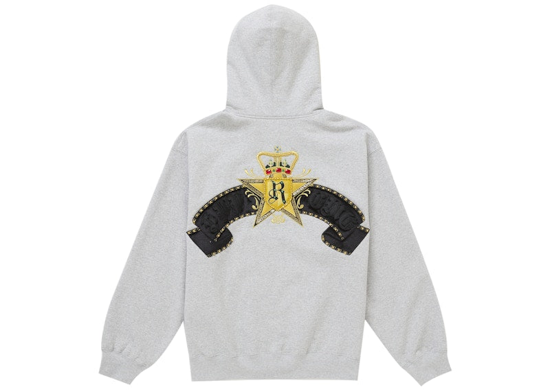 Supreme Crest Zip Up Hooded Sweatshirt Heather Grey