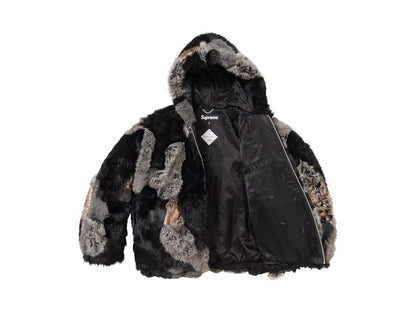 Supreme Patchwork WINDSTOPPER Hooded Faux Fur Jacket Black