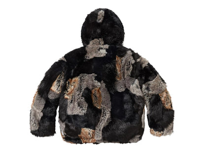 Supreme Patchwork WINDSTOPPER Hooded Faux Fur Jacket Black